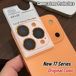 ใหม่ 17 Series Original สีส้มสําหรับ iPhone 17 PRO MAX แหวนโลหะกล้องเลนส์ Protectors สําหรับ iPhone 13 14 15 16 PRO MAX 14/15 PLUS กระจกตําแหน่งเลนส์กล้อง