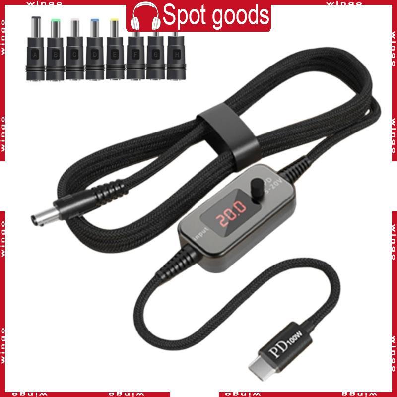 WIN PD100W USB C ถึง DC5521 สายชาร์จเร็ว 5V 9V 12V 15V 20V 5A ปรับ