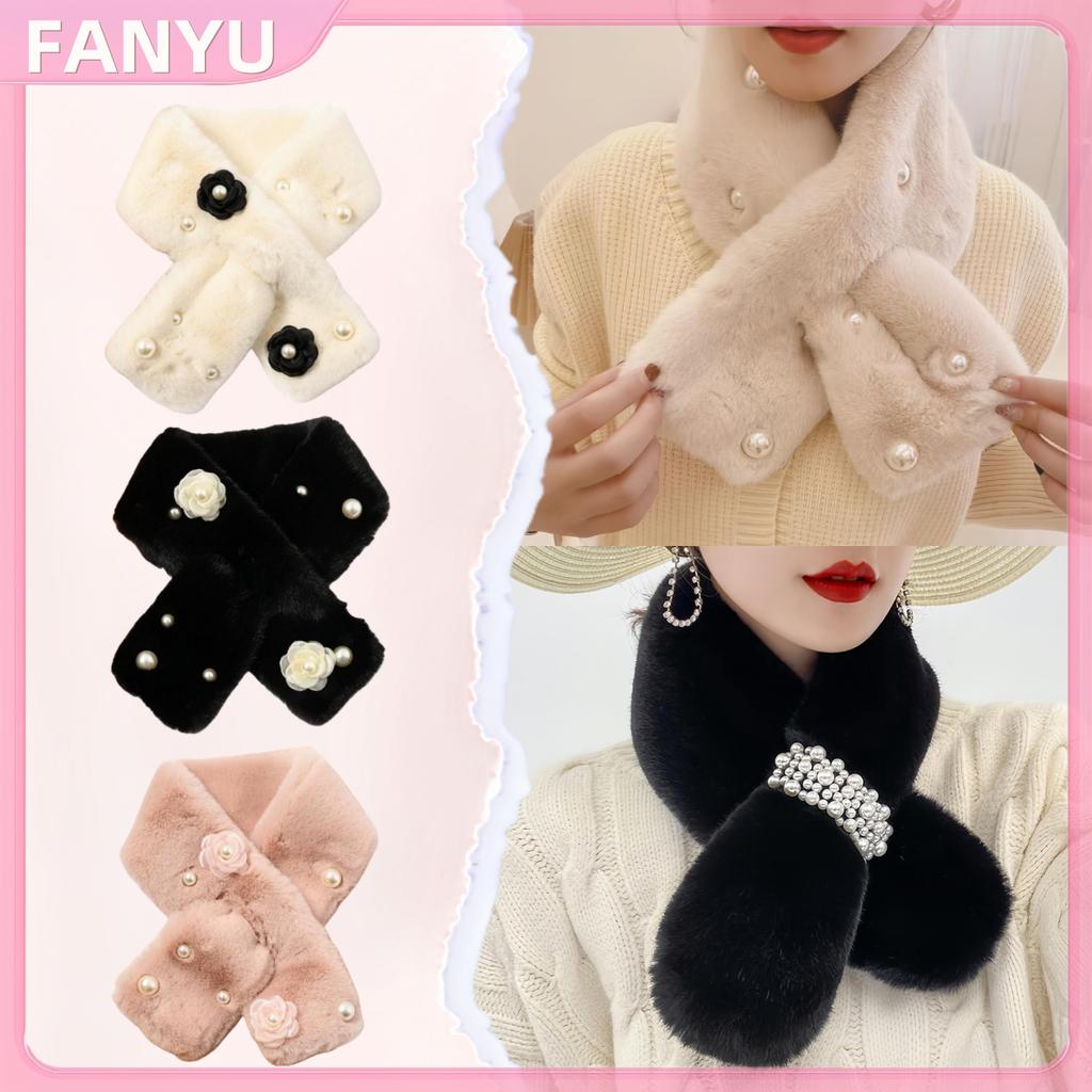 FANYU ผ้าพันคอผู้หญิงปุยข้ามฤดูหนาวผ้าพันคอตุ๊กตามุกอบอุ่น FANYU - รูปที่ 6