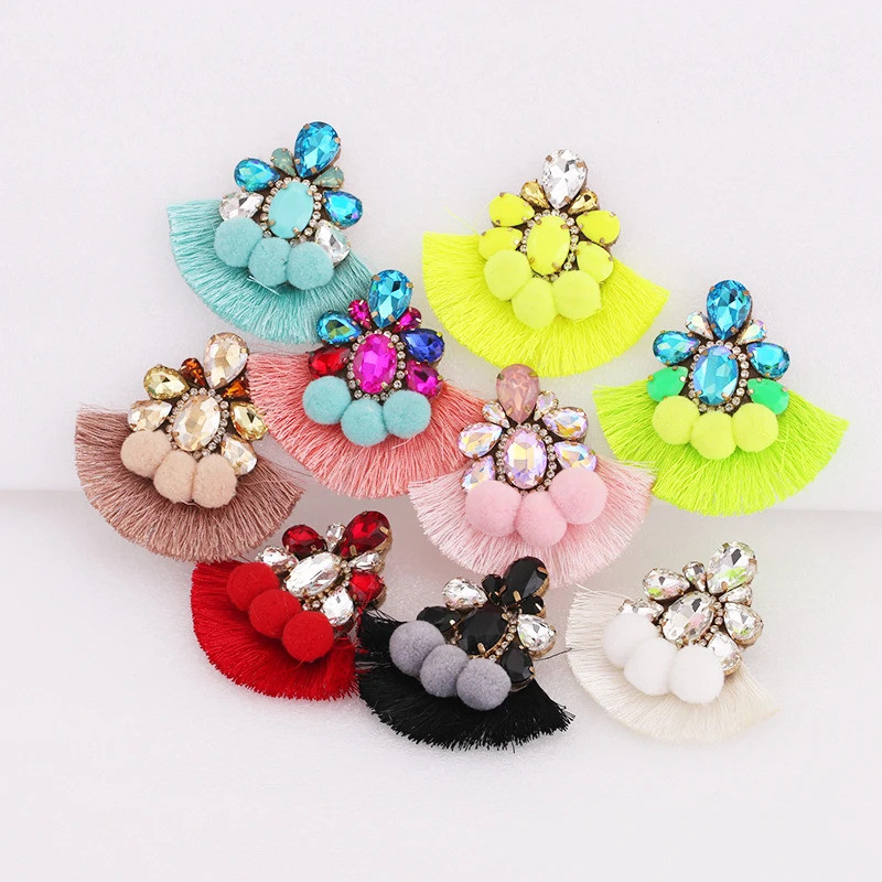 Tassel Earrings Bohemian Fringe Earrings Rhinestones Fashion Jewelry Atetes Fashion Earrings For Wom