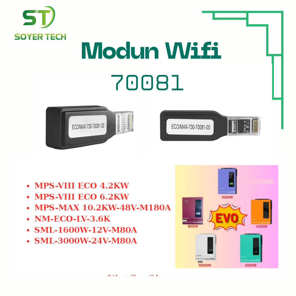 RS232 น้ํายาตรวจสอบระยะไกล รหัส 70081 - โมดูล WiFi รองรับการเชื่อมต่อเป็นอินเวอร์เตอร์ EVO | ECO-081