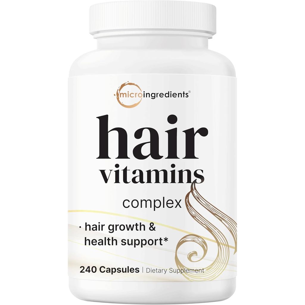 ไมโครส่วนผสมวิตามินเจริญเติบโตของเส้นผมสําหรับผู้หญิงและผู้ชาย 240 แคปซูล | 14-in-1 สูตรพร้อมไบโอติน