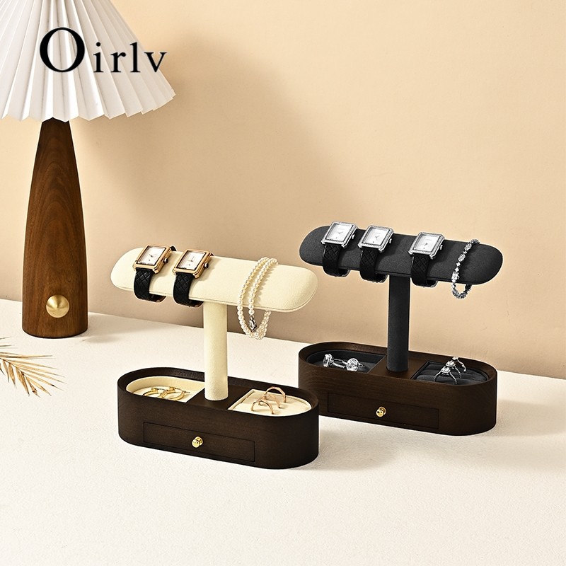 Oirlv ไม้เครื่องประดับ Organizer นาฬิกาขาตั้งสร้อยคอสร้อยข้อมือแหวนชั้นเก็บ SM212 SM235