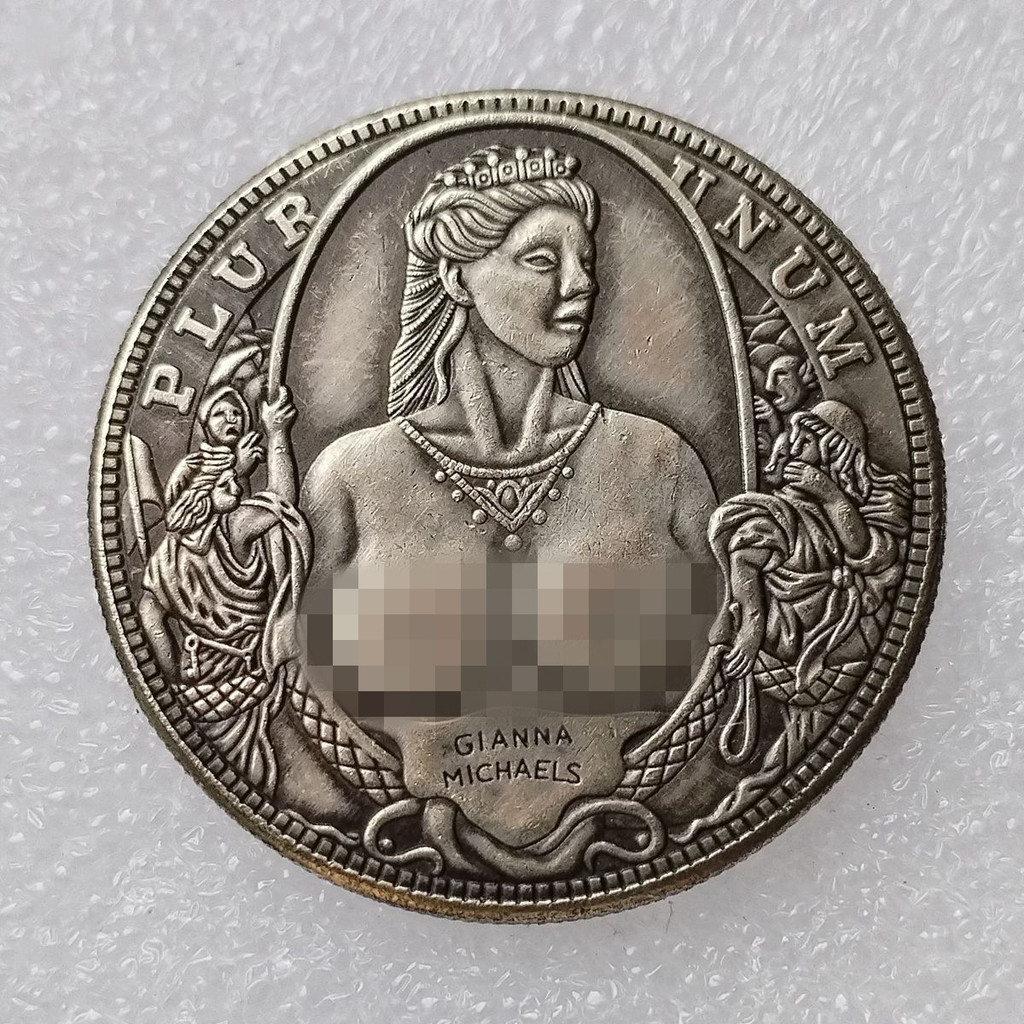 ️ งานฝีมือโบราณ American Hobo วัสดุทองเหลือง Silver Plated Silver Dollar HB3259.18