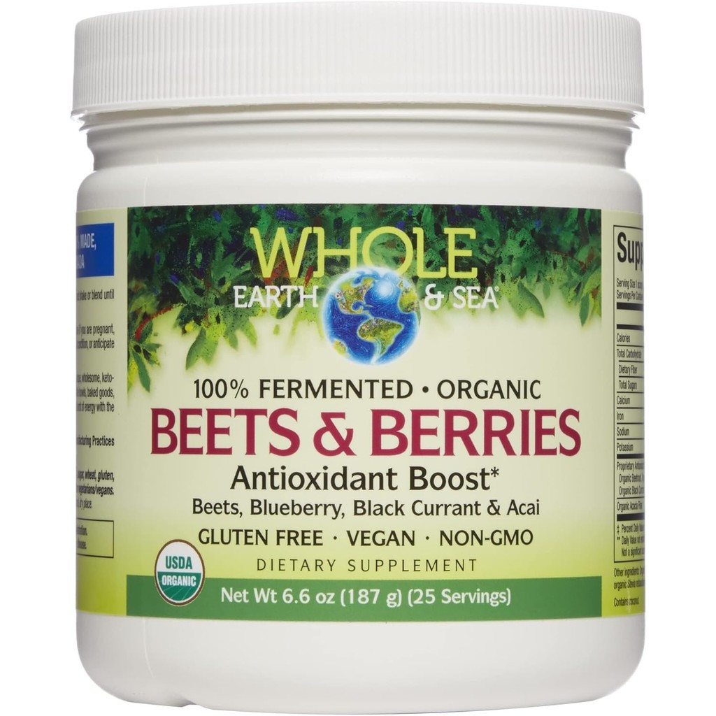 Whole Earth & Sea from Natural Factors, Beets & Berries  Boost with Beets, Acai & More, 6.6 oz Powde