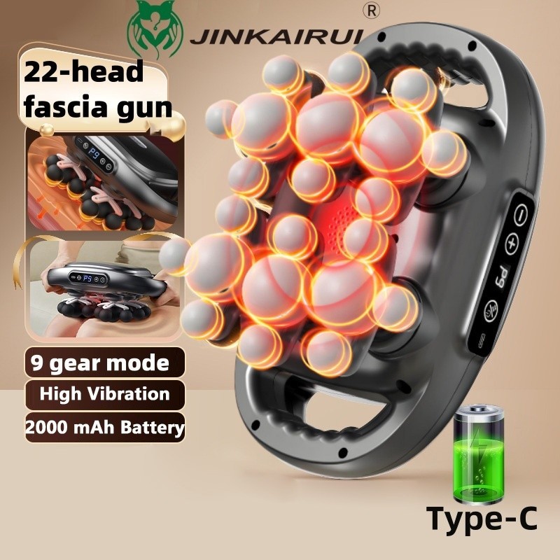 22Head Fascia Gun Massage Gun Professional Electric Waist and Back Massage Multi Head Massage Gun De