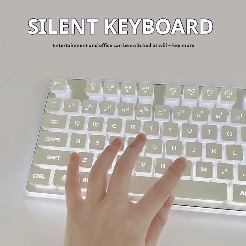 [Sg Seller]EWEADN GX710S Office Keyboard silent AllMetal Panel 104 Keys Wired with Water Drop Keycap
