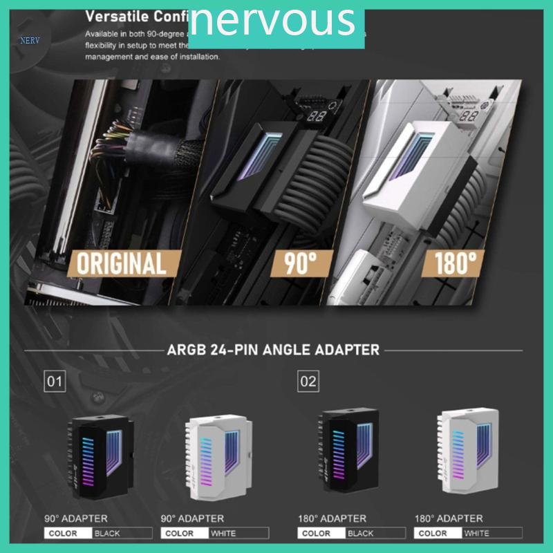 เนอาร์วี 180° 24Pin Power Connectors พร้อมไฟ ARGB 24Pin 180 องศาตัวเชื่อมต่ออะแดปเตอร์สําหรับเมนบอร์