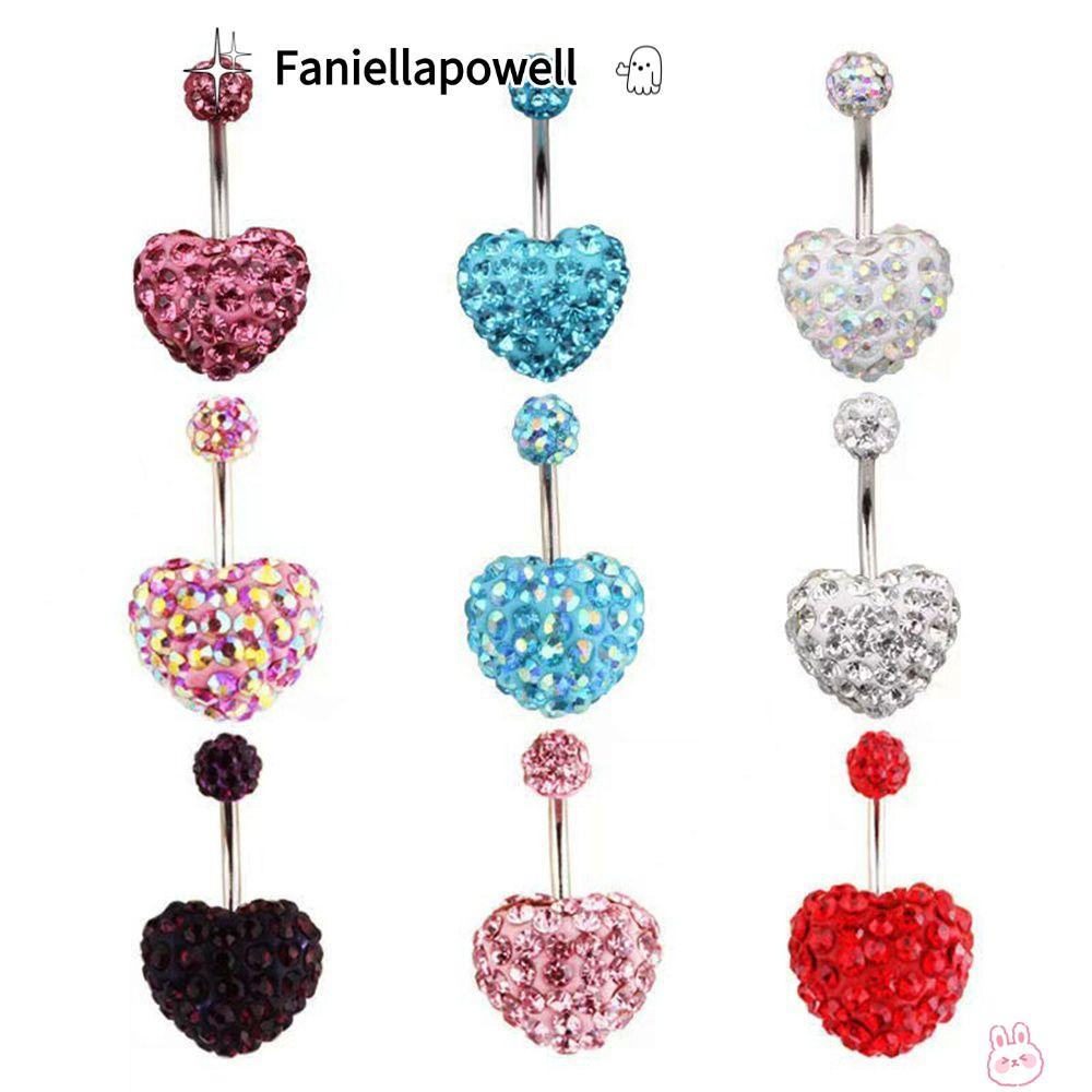 FANIELLAPOWELL Heart Belly Bar เครื่องประดับคริส탈หลายสี สวมใส่ง่ายสำหรับการเจียร์บอดี้