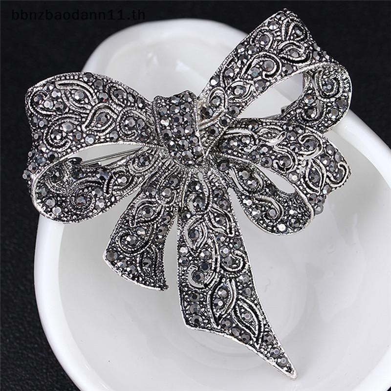 [BN] คริสตัล Rhinestone โบว์เข็มกลัด Pin ผู้หญิงเสื้อคอปก Big Bowknot เข็มกลัดเครื่องประดับ
