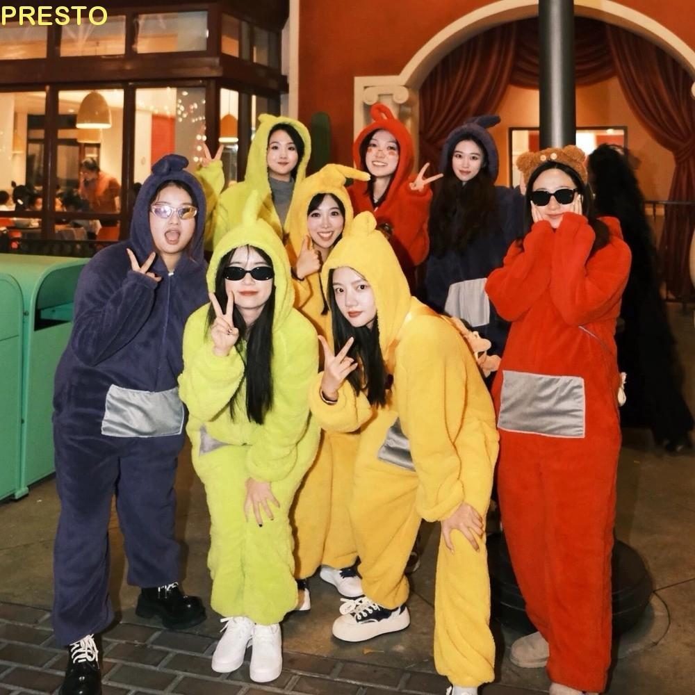 PRESTO คอสเพลย์ Teletubbies ชุดนอนแบบขนแกะปะการัง Tinky Winky และฮู้ดี้ Laa-Laa