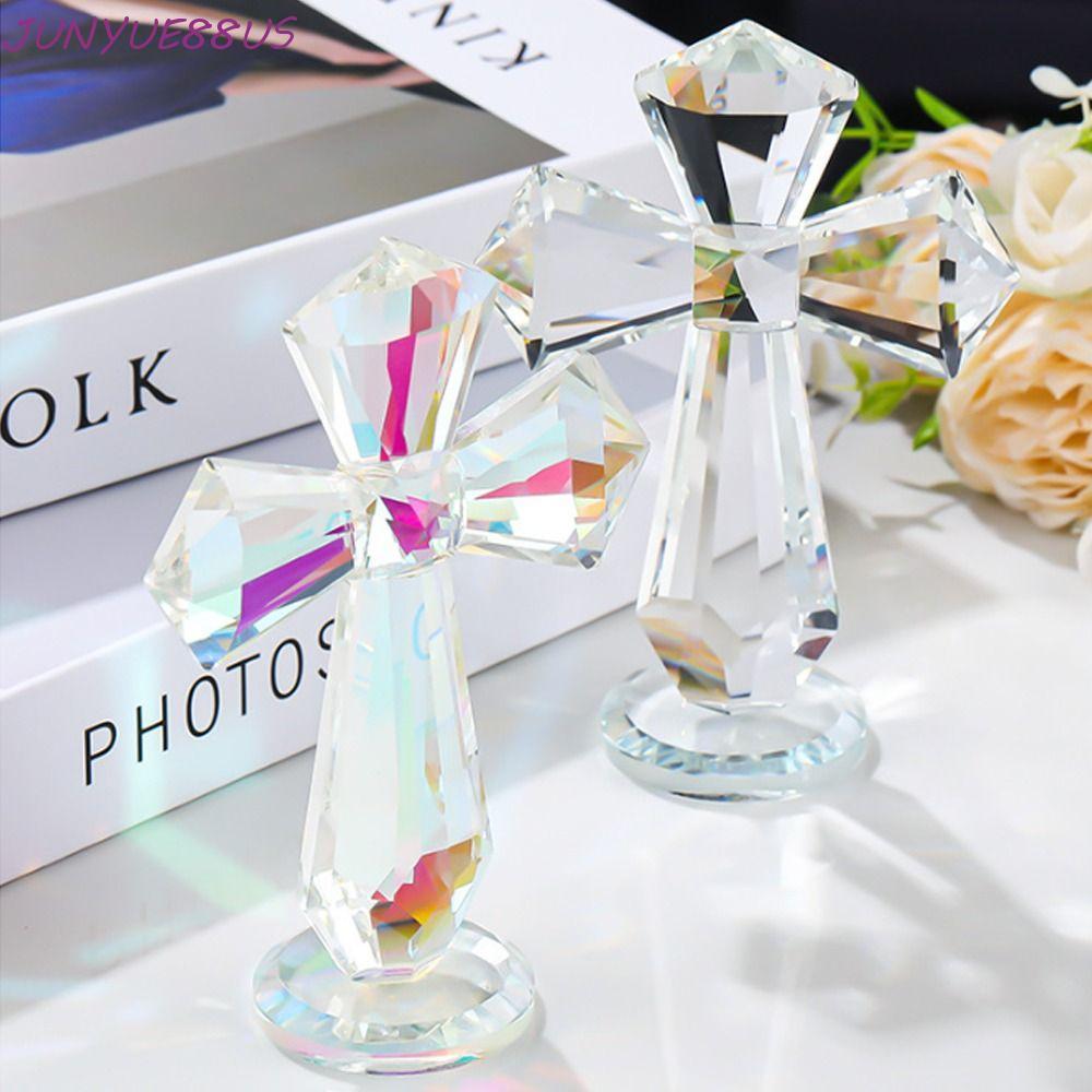 JUNYUE88US เครื่องประดับคริสตัลข้าม, ยืนทําด้วยมือคริสเตียนข้ามหัตถกรรม, ตลกสี AB ประณีต Crosses ตุ๊