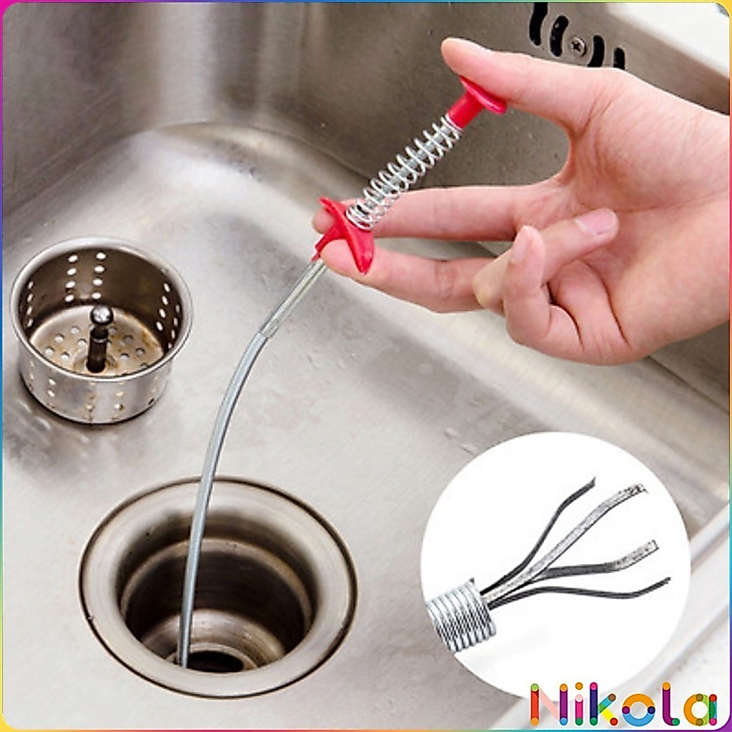 Nikola งูเหล็กทะลวงท่อตัน แก้ท่อตัน สปริงทะลวงท่อตัน งูเหล็ก (ยาว60 เซน 60cm) Drain Pipe Jam Cleaner