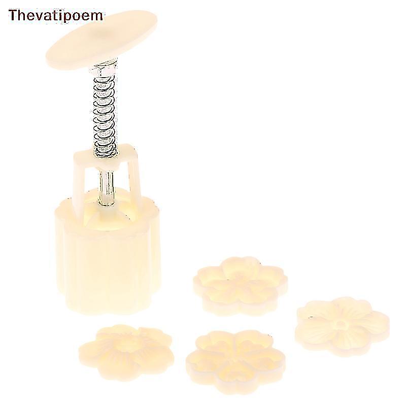 [Thevatipoem] 4 ชิ้น/เซ็ต Mooncake แม่พิมพ์ Cherry Blossom ดอกไม้ซากุระรูปแบบแสตมป์มือกดแม่พิมพ์ Plungers Pastry เครื่องมือ HOT
