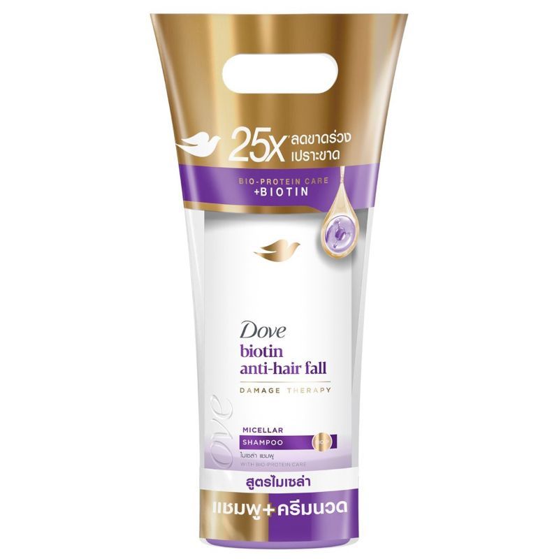 โดฟแชมพูไบโอตินแอนตี้แฮร์ฟอลไมเซล่า 360มล.และครีมนวด 330มล. Dove Biotin SH360&Condi330 [หมายเลขบาร์โค้ด 8851932487191 ]