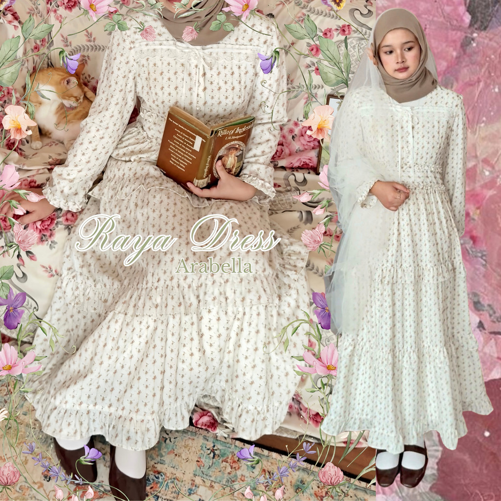 Himeka Vintage Raya Dress - เดรสวินเทจลายดอกไม้สไตล์ Cottagecore