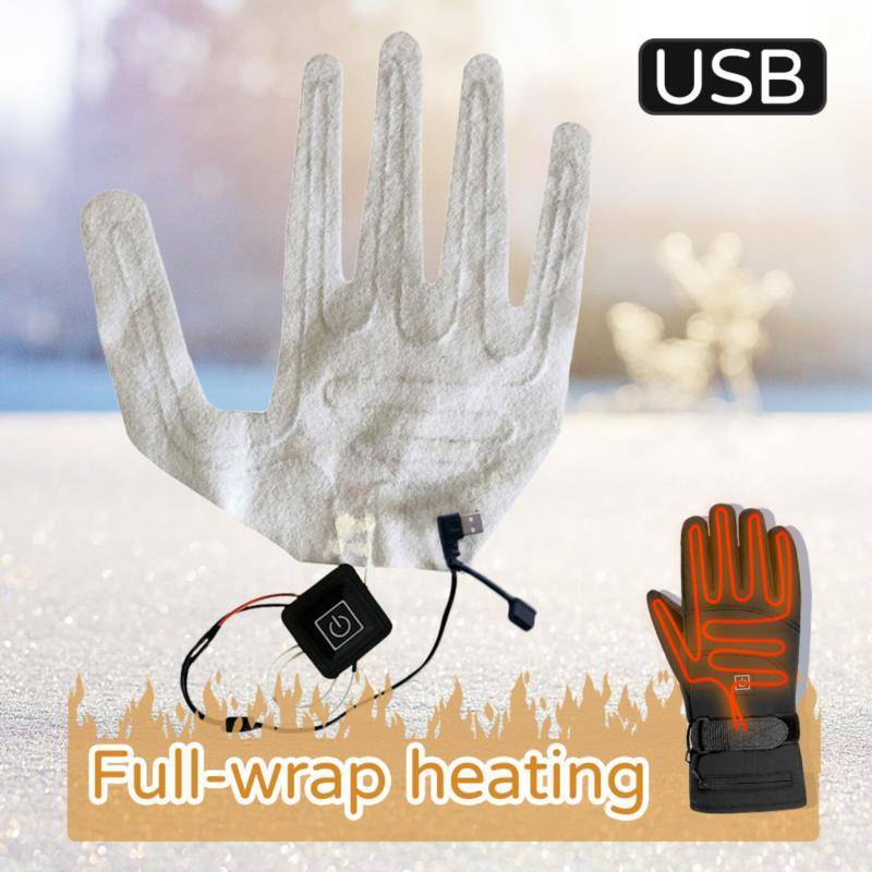 Newwellknownepic USB Heated Gloves Winter Warm Five-Finger Gloves Heating Pad เครื่องทําความร้อนไฟฟ้