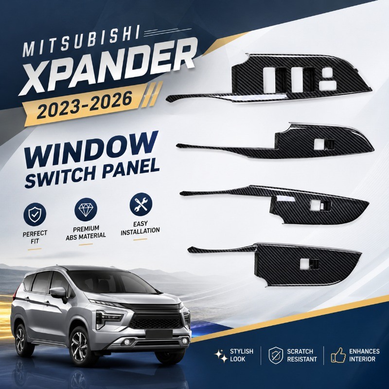 2023-2026 Mitsubishi Xpander คาร์บอนไฟเบอร์ Window Lifter Control Trim ABS High Gloss ชุดตกแต่งภายใน
