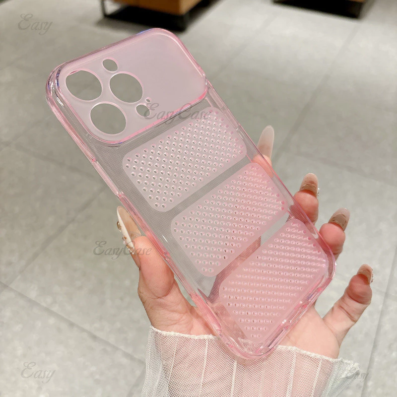 น้ําแข็งเจาะรังผึ้งกระจายความร้อนตาข่ายทีพียูเคสนิ่มสําหรับ ไอโฟน 17 16 15 14 13 12 โปรแม็กซ์ กันลื่นและป้องกันการตกฝาหลัง
