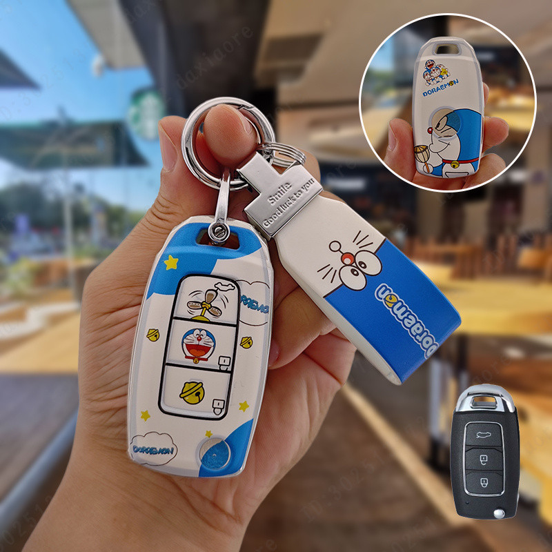 น่ารักการ์ตูนกุญแจรถสําหรับ KD A28 NA28 VVDI  3 ปุ่มรีโมทยานยนต์ Key Case ผู้ถือกระเป๋า ดัดแปลงพลิก