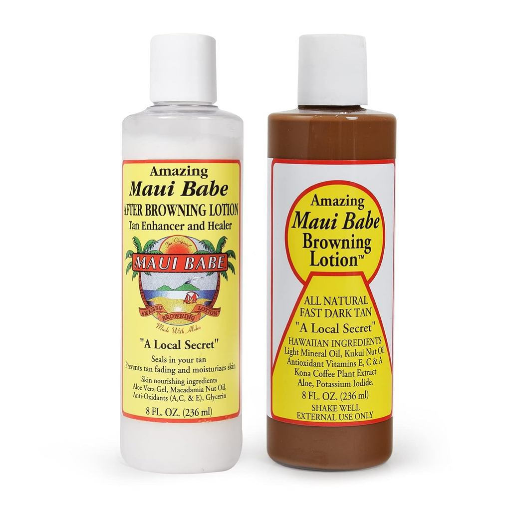 MauiBabe PreforeAndAfterBrowningLotion,[2-Pack]-ก่อนและหลังแสงแดดTan,MadeInUSA,8Ounces