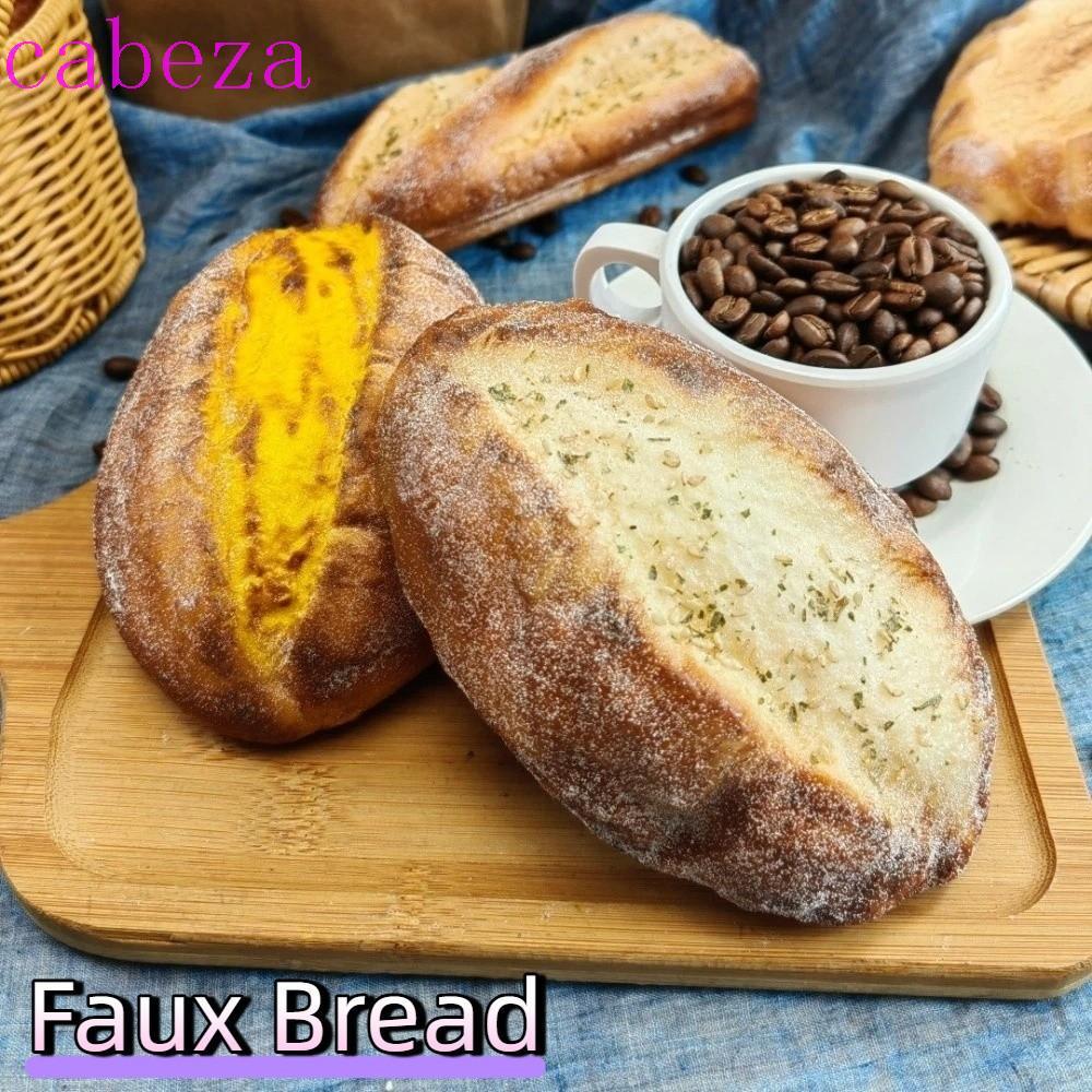 CABEZA ประดิษฐ์ Lye ขนมปัง, PU นุ่มสมจริง,เครื่องประดับจําลองตกแต่งปลอดสารพิษที่น่าสนใจเลียนแบบขนมปั