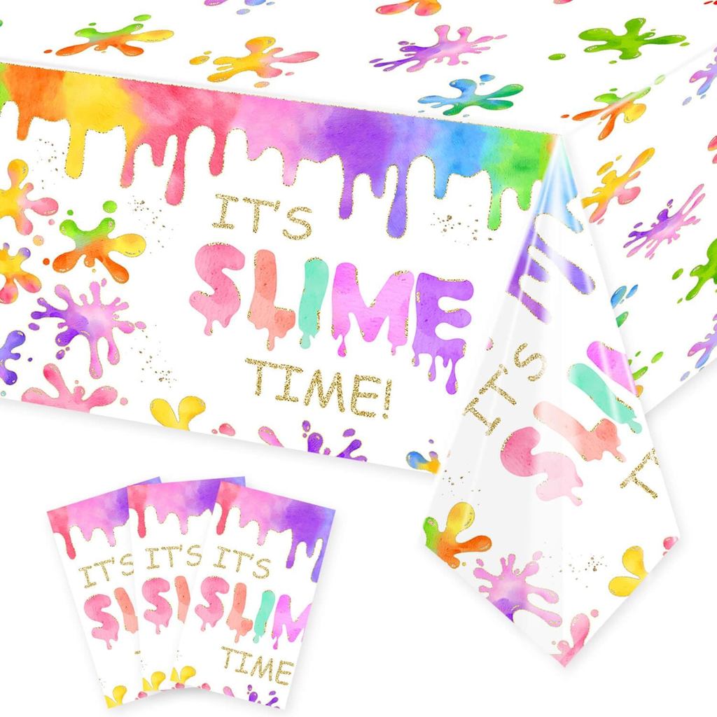 3 ชิ้น Slime Time Party ตารางผ้า - สีสัน Its Slime Time Tablecover Splash Graffiti ผ้าปูโต๊ะสําหรับ 