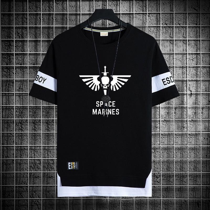 Warhammer 40k Space Marines Symbol T เสื้อเกมกราฟิก Streetwear ขนาดใหญ่ Casual Top Men Plus ขนาดสีดําฤดูร้อน Tee Harajuku แฟชั่นพิมพ์เสื้อ