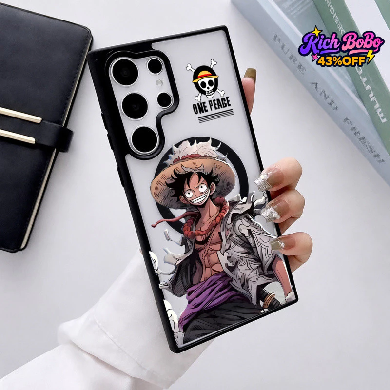 เคสแม่เหล็กกันกระแทก ลายลูฟี่ One Piece เท่ๆ สำหรับSamsungA06-A56/S22-S26 และ iPhone17,16,15,14,13,12,11ProMax