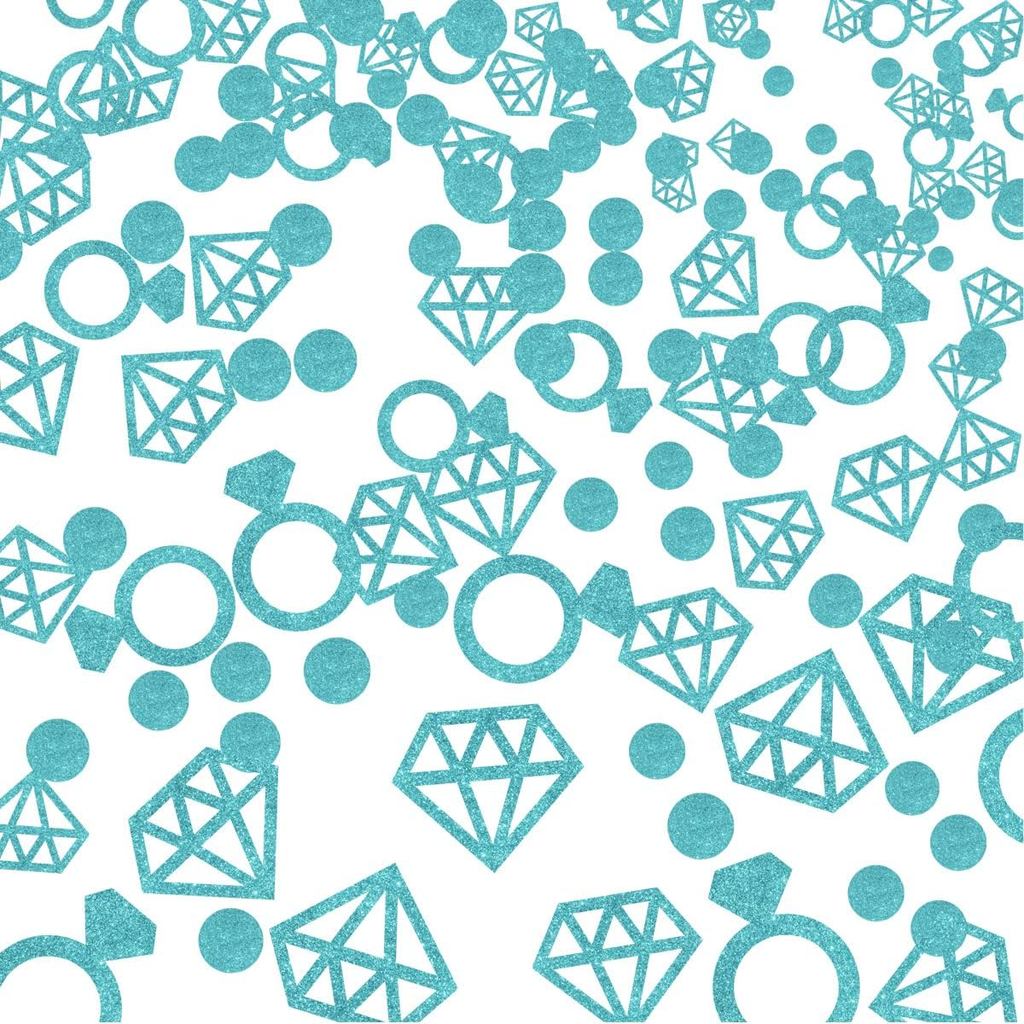 Teal Confetti Bachelorette Party ตกแต่ง, Teal ตาราง Glitter Confetti แหวนเพชรสําหรับเจ้าสาวหมั้นปาร์