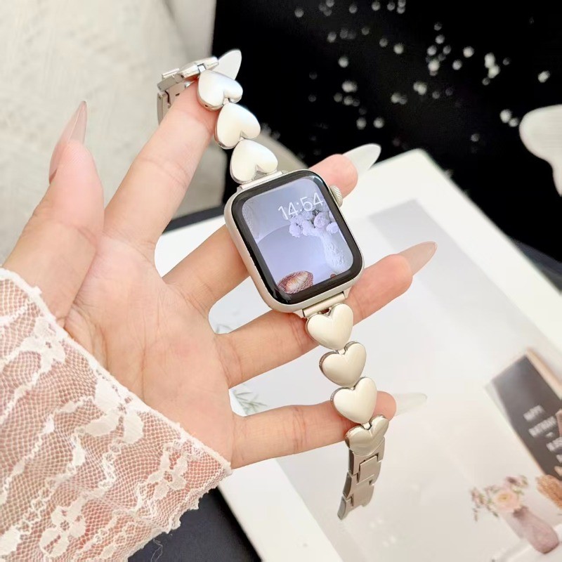 สายโซ่รูปหัวใจสายโลหะสําหรับ แอปเปิล ดู 46/42/44/40/45 มม.41 มม.38 มม.49 มม.สําหรับ ฉันดู ชุด 11 10 9 8 7 6 5 4 กับ 3 พิเศษ3/2