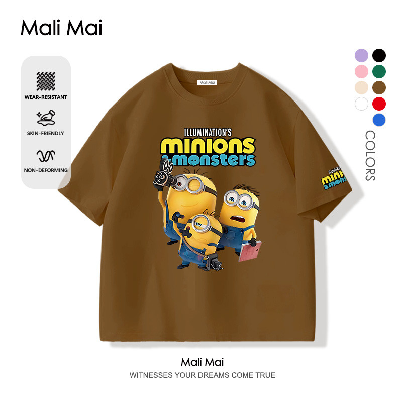 เสื้อยืดแขนสั้นสำหรับเด็ก ระบายอากาศได้ Minions & Monsters ลายการ์ตูน ดูดซับเหงื่อ 【Bangkok Delivery】
