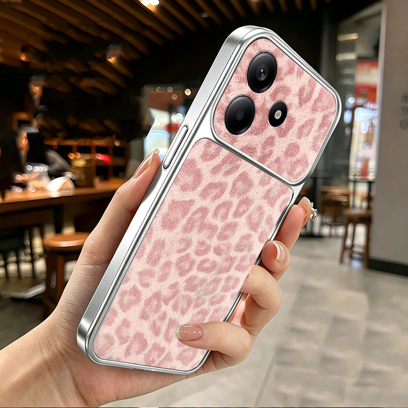 สําหรับ REDMI NOTE 14 4G NOTE 14 PRO 5G เคสโทรศัพท์ Softcase ซิลิโคนกันกระแทกออกแบบใหม่ความงามน่ารักสีชมพูเสือดาวพิมพ์สําหรับสาว DSCBW1