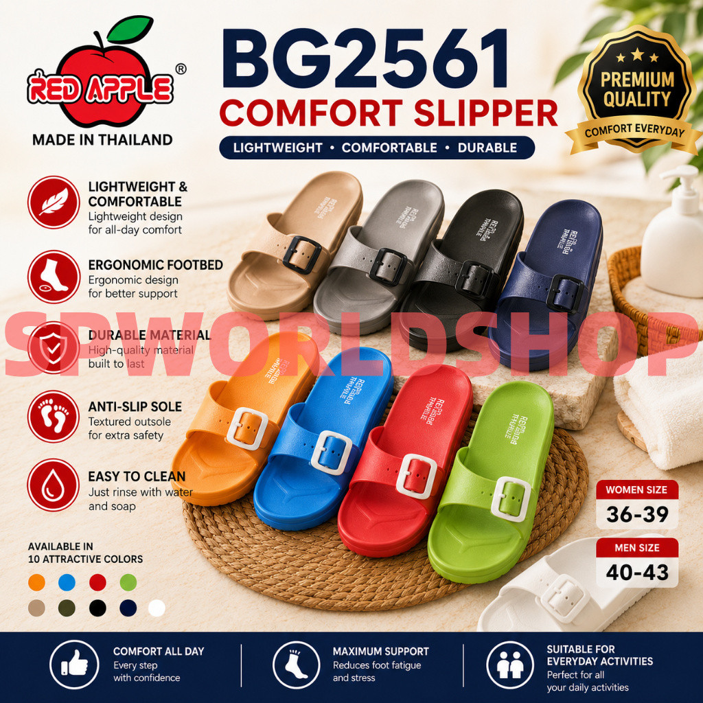 Red Apple BG2561 รองเท้าแตะ Selipar Lelaki Perempuan รองเท้าแตะ Unisex