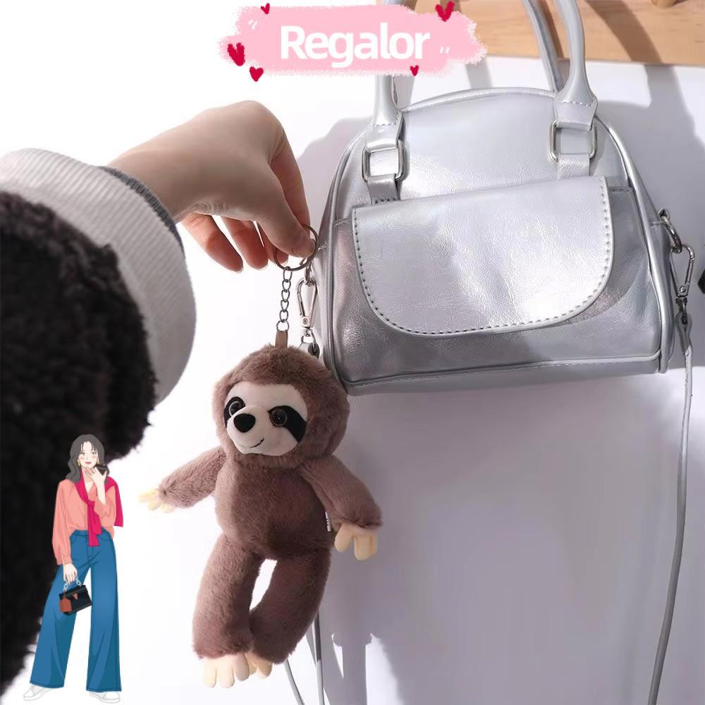 REGALOR ตุ๊กตาสัตว์ Sloth, จี้จําลอง Sloth จี้ขนาดเล็ก, พวงกุญแจจําลองนุ่ม Sloth Pendan