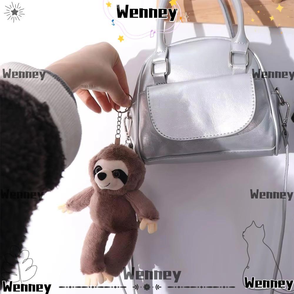 WENNY Sloth จี้ขนาดเล็ก,พวงกุญแจจําลองตุ๊กตาสัตว์ Sloth,จี้จําลองนุ่ม Sloth Pendan