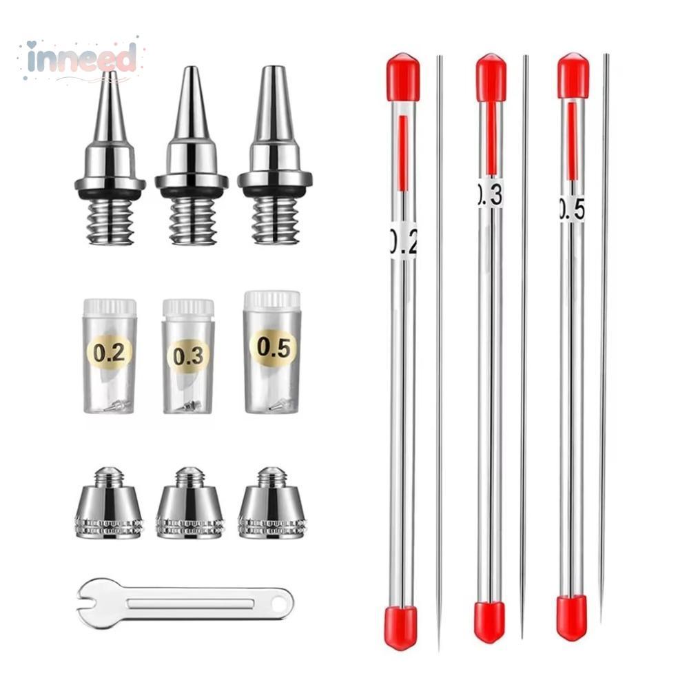 INNEED อะไหล่, เปลี่ยน 0.2/0.3/0.5 มม.เข็ม Airbrush หัวฉีดเข็ม, ง่ายและ Care Airbrushes พ่นสีเครื่องมือบํารุงรักษาชุดสําหรับ Airbrush