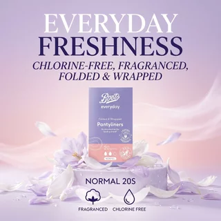BOOTS FEMININE บู๊ทส์เฟมินีนเอฟวรี่เดย์ โฟล์ดแอนด์แรปด์แพนตี้ไลน์เนอร์สฟราแกรนซ์-นอร์มอล 20ชิ้น