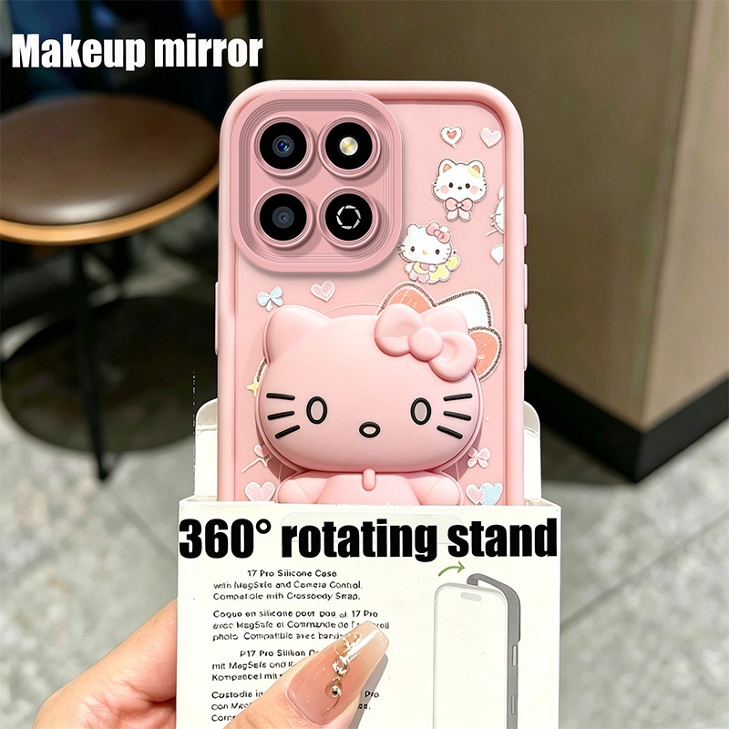 เคสสําหรับ honor X7B X7A X7C X7D X5B X5C PLUS 5G เคสโทรศัพท์ Softcase กันกระแทกการออกแบบใหม่ความงามพร้อมผู้ถือแมวน่ารักสีชมพูสําหรับสาว JTTYKTM1
