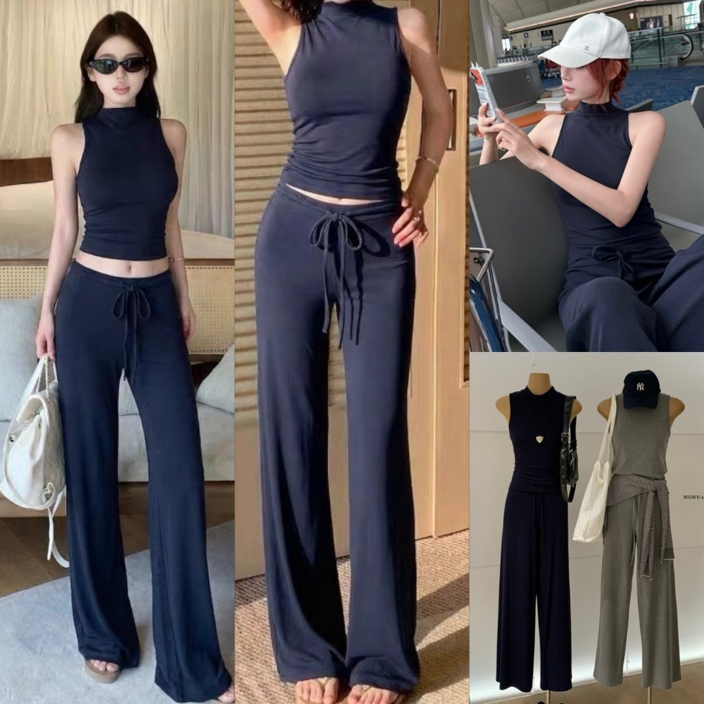 ❤ 🧵 🇰🇷 W10339 ชุดเซ็ท 2 ชิ้น ชุดเซ็ตผู้หญิง เสื้อแขนกุด + กางเกงขายาว ชุดเซ็ตเกาหลี แฟชั่นเกาหลี TAG WG.WE 🧡