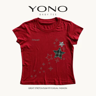 (พร้อมส่ง24ชม.) baby tee สีขาว ลายดาวผ้าตาราง ฟีล y2k มินิมอลหวานเท่ ทรงเข้ารูป ใส่ชิคทุกวัน