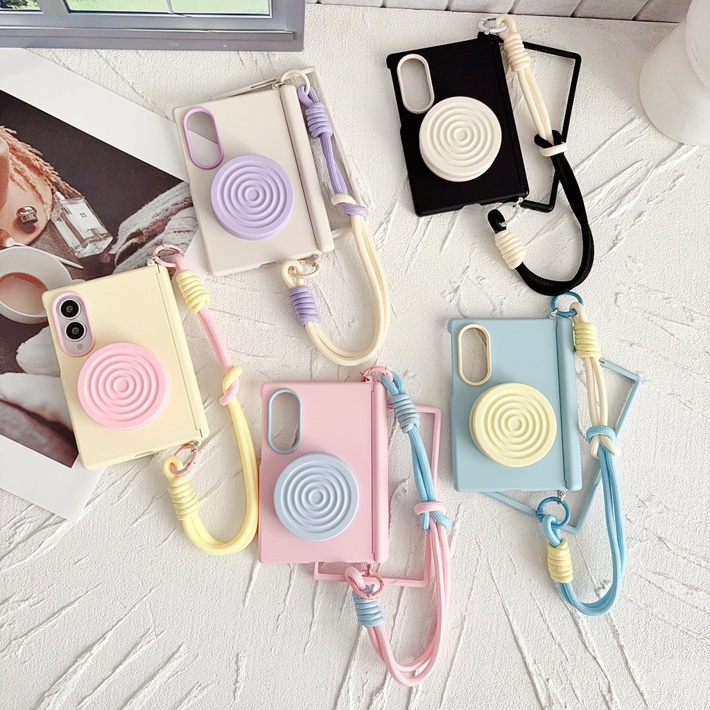 New style Dopamine Colors Magnetic holder เชือกมือ เคส สำหรับ Samsung Galaxy Fold8 Wide Case ชุดสามชิ้นที่ถอดออกได้รวมทุกอย่าง แกนกลางแม่เหล็ก ป้องกันการตก พลิกปก เคส