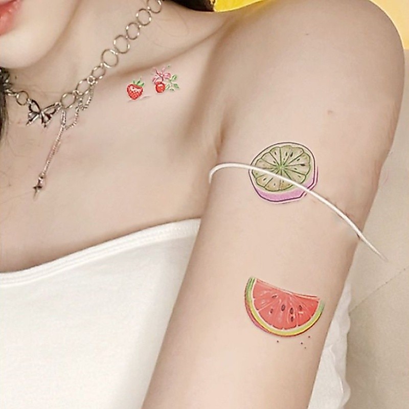 สติกเกอร์รอยสักชั่วคราว ลายผลไม้น่ารัก กันน้ํา 7 วัน รูปที่ 6