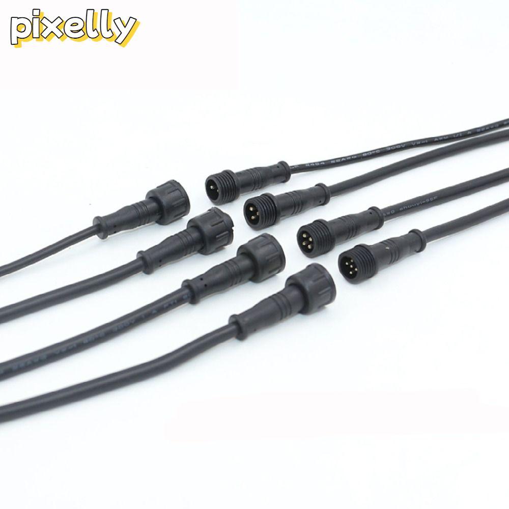 PIXILLY 2Pin 3Pin 4Pin แจ็ค, IP67 สายสีดําชายหญิง LED Connector, 20 ซม.2Pin 3Pin 4Pin สายไฟกันน้ํา L