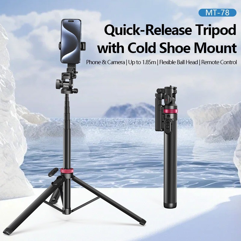 MT-78 185 ซม.ขาตั้งกล้องSelfie Stick Dual Cold Shoe Bluetooth Remote Vlog Live Stand