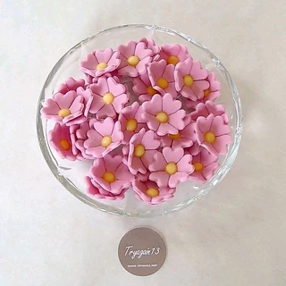 ดอกคอสมอส น้ำตาลแต่งหน้าเค้ก น้ำตาลตกแต่งขนม น้ำตาลกินได้ กัมเพส 2.5x2.5 cm