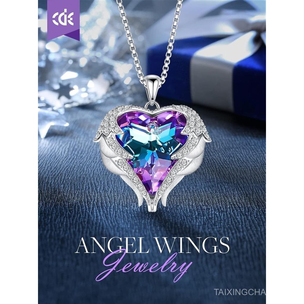 CDE Angel Wings สร้อยคอผู้หญิง Birthstone, Love Heart Silver Tone/Gold Tone จี้, ครบรอบในอุดมคติหรือ