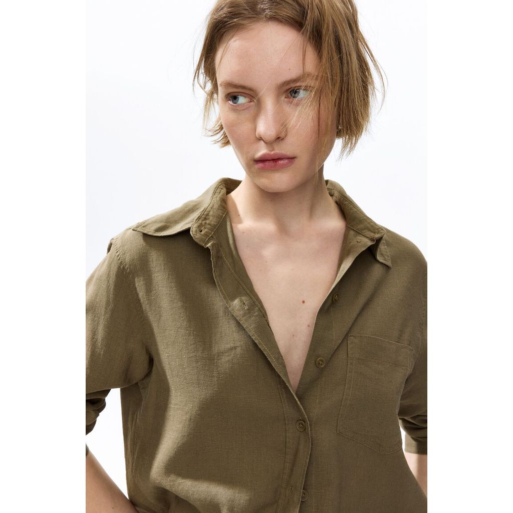 H&M قميص نسائي من مزيج الكتان — صورة 4