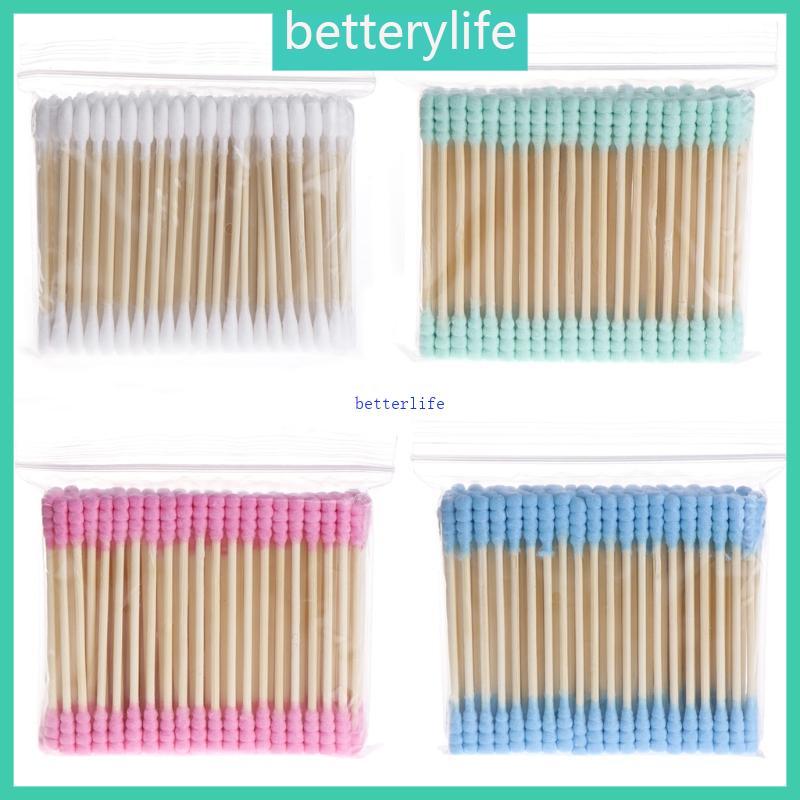 BTF 100 ชิ้นเครื่องสําอางแต่งหน้าสําลีแท่งคู่สําหรับหูหูหูเครื่องมือทําความสะอาด