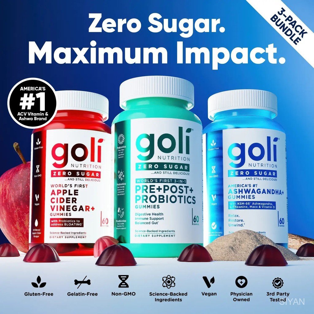 Zero Sugar Best Seller Trio - Worlds First 3-in-1 Pre, Post, Probiotic, Apple Cider Vinegar พร้อมวิต